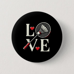 Chapa Redonda De 5 Cm Jugador de bádminton amor corazón raqueta volante 
