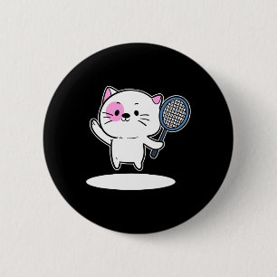 Chapa Redonda De 5 Cm Jugador De Badminton De Juego De Gatos Para Hombre