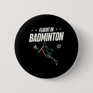 Chapa Redonda De 5 Cm Jugador de bádminton fluido en lanzadera