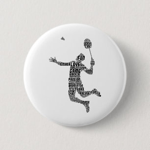 Chapa Redonda De 5 Cm Jugador de Badminton Shuttle Hombres Jóvenes