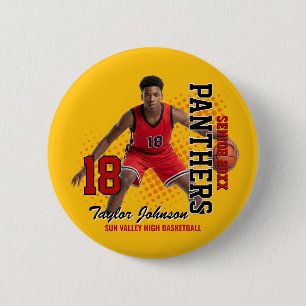 Chapa Redonda De 5 Cm Jugador de Baloncesto Senior Foto Personalizada Eq