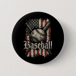 Chapa Redonda De 5 Cm Jugador de béisbol Bandera Americana USA Patriótic