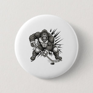 Chapa Redonda De 5 Cm Jugador de Bigfoot jugando hockey divertido Sasqua