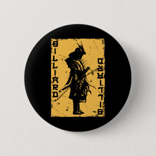 Chapa Redonda De 5 Cm Jugador de Billetes Samurai Japón Guerrero Snooker
