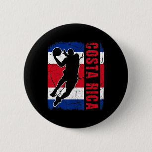 Chapa Redonda De 5 Cm Jugador de Bysketbyll de Costa Rica Bandera Oeste