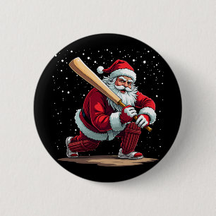 Chapa Redonda De 5 Cm Jugador de cricket de Santa Navidad Invierno Xmas