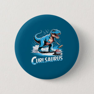 Chapa Redonda De 5 Cm Jugador de curling sobre hielo dinosaurio t-rex di