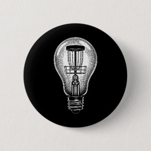 Chapa Redonda De 5 Cm Jugador de Disc Golf Luz Bombilla Boceto Buena Ide