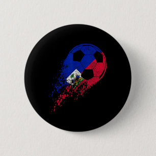 Chapa Redonda De 5 Cm Jugador de fútbol orgulloso de la bandera haitiana