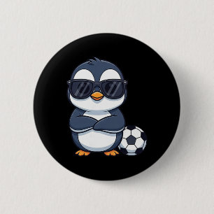 Chapa Redonda De 5 Cm Jugador de fútbol pingüino de dibujos animados gen