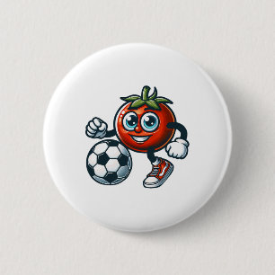 Chapa Redonda De 5 Cm Jugador de Fútbol Tomate Mono Lindo Con Balón 