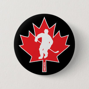 Chapa Redonda De 5 Cm Jugador de Hockey de Canadá Jugador de Maple Leaf