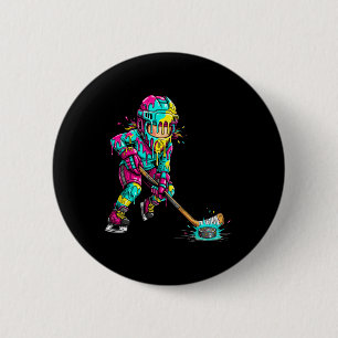 Chapa Redonda De 5 Cm Jugador de hockey de helado goteante colorido