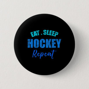 Chapa Redonda De 5 Cm Jugador de Hockey Divertido Niño Come Duerme Hocke