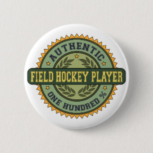 Chapa Redonda De 5 Cm Jugador de hockey hierba auténtico