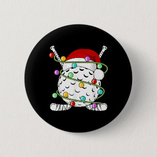 Chapa Redonda De 5 Cm Jugador de Hockey sobre Césped de Santa Navidad Ho