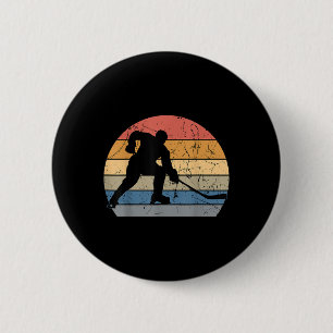 Chapa Redonda De 5 Cm Jugador de Hockey sobre Césped Retro Vintage Defen