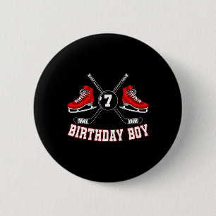 Chapa Redonda De 5 Cm Jugador de hockey sobre hielo de cumpleaños Stick