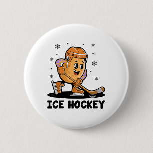 Chapa Redonda De 5 Cm Jugador de hockey sobre hielo patata Deportes Atle
