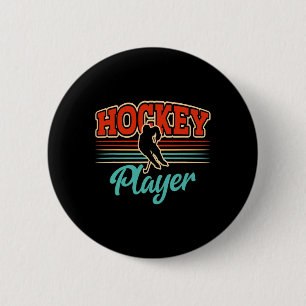 Chapa Redonda De 5 Cm Jugador de hockey sobre hielo Retro Hockey sobre h