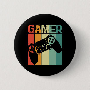 Chapa Redonda De 5 Cm Jugador de juegos Retro Gamer Gaming Addict Boy Ch