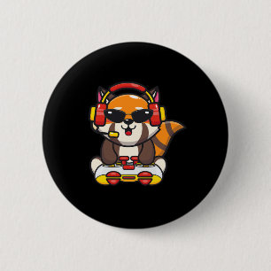 Chapa Redonda De 5 Cm Jugador de Panda Rojo Divertido Amante de Animales