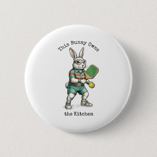 Chapa Redonda De 5 Cm Jugador de pickleball de Pascua este conejo posee 