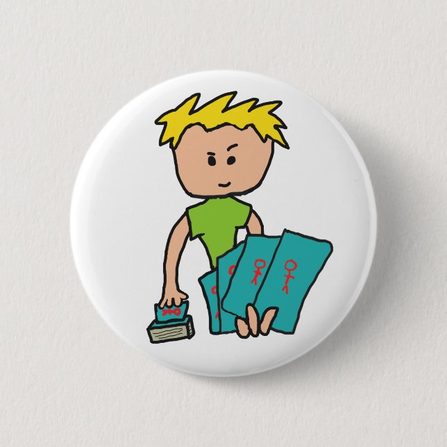 Chapa Redonda De 5 Cm Jugador de tarjetas (Anverso)