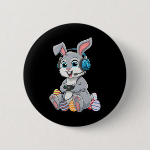 Chapa Redonda De 5 Cm Jugador de video Bunny Egg Gaming Boys Niños Happy