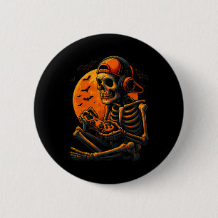 Chapa Redonda De 5 Cm Jugador de videojuegos aterrador de Halloween esqu