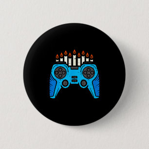 Chapa Redonda De 5 Cm Jugador de videojuegos judío Hanukkah Chanukah hom