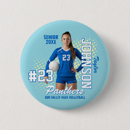 Chapa Redonda De 5 Cm Jugador de Voleibol Foto Personalizada Noche de Ve
