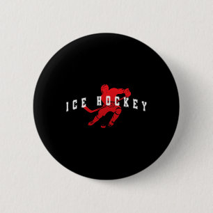 Chapa Redonda De 5 Cm Jugador del Equipo de Hockey sobre Hielo Rojo Vars