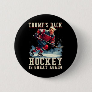 Chapa Redonda De 5 Cm Jugador Divertido de Hockey Trump Genial Vintage H
