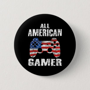 Chapa Redonda De 5 Cm Jugador Estadounidense 4 De Julio Videojuegos Niño