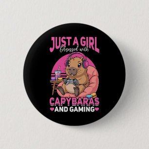 Chapa Redonda De 5 Cm Jugador Gaming Capyra Videojuego
