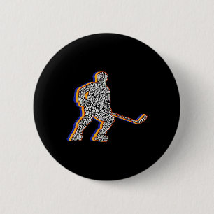 Chapa Redonda De 5 Cm Jugador Retro de Hockey sobre Hielo para Hombres N