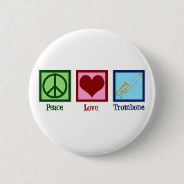 Chapa Redonda De 5 Cm Jugador Trombone de Peace Love