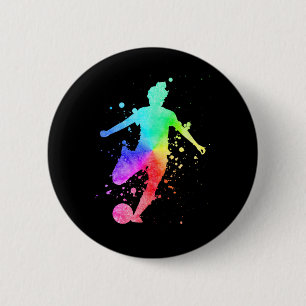Chapa Redonda De 5 Cm Jugadora de Fútbol Femenino Atleta Femenina Color