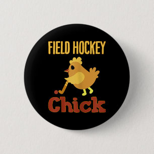 Chapa Redonda De 5 Cm Jugadora de Hockey sobre Césped Chick Jugadora de