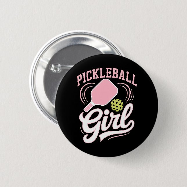 Chapa Redonda De 5 Cm Jugadora de Pickleball Chica (Anverso y reverso)
