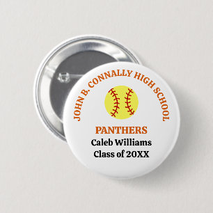 Chapa Redonda De 5 Cm Jugadora de Softbol de Orange High School Personal