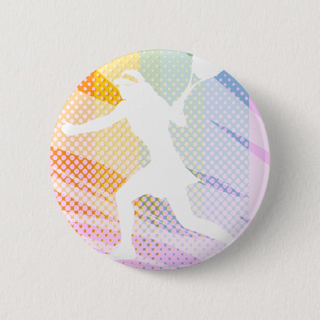 Chapa Redonda De 5 Cm Jugadora de tenis hembra (Anverso)