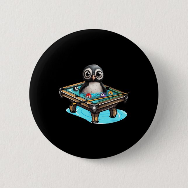 Chapa Redonda De 5 Cm Jugando al billar de billar Penguin Hustler (Anverso)