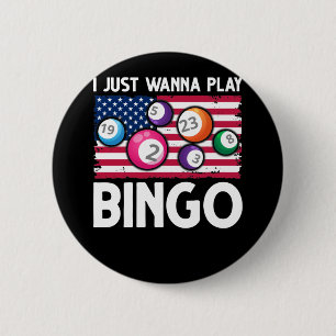 Chapa Redonda De 5 Cm Jugar Bingo Bandera Americana Bingo Funny