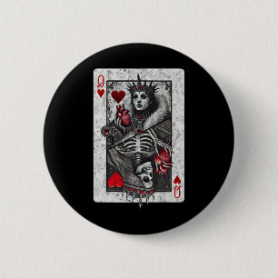 Chapa Redonda De 5 Cm Jugar Con Tarjeta Reina De Corazón Muerte Skeleton