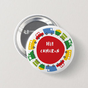 Chapa Redonda De 5 Cm Juguetes de Niños Diversión Colorida Transporte Fi