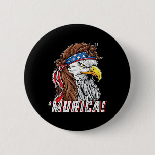 Chapa Redonda De 5 Cm Julio Bald Eagle Mullet Murica Usa Merica