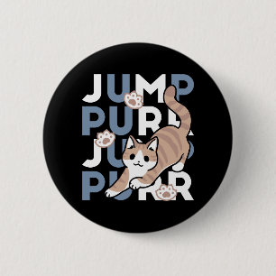 Chapa Redonda De 5 Cm Jump Purr Jump: Playful Cat Design con arte divert