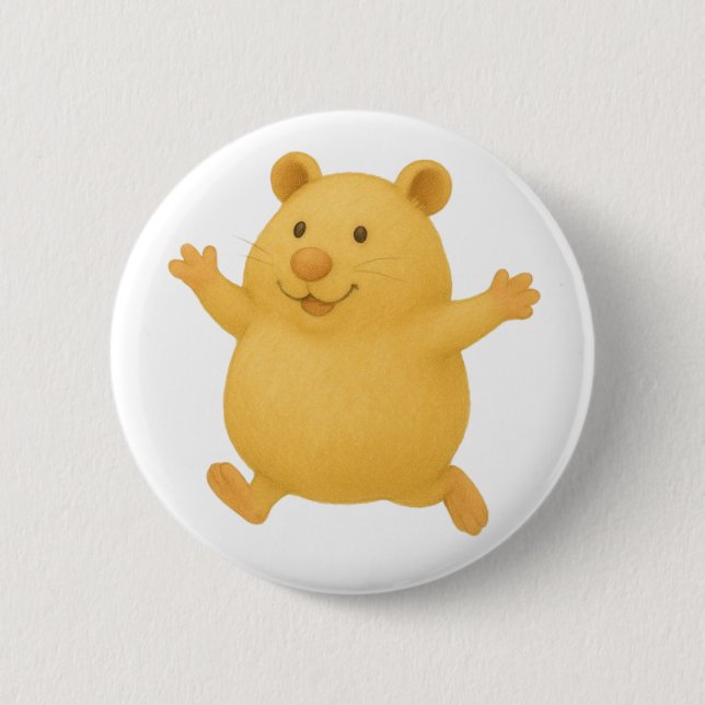 Chapa Redonda De 5 Cm Jumping Cream Hamster Button Badge (Anverso)
